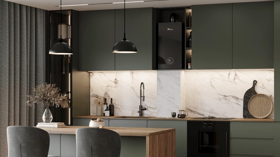 Настенный газовый котел E8 tempo GHC24V (черная стеклянная панель)