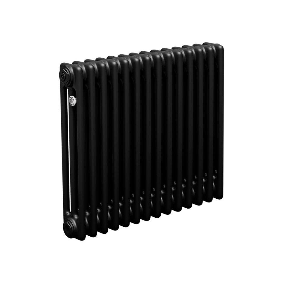 Стальной трубчатый радиатор Теплофорт ТР3057 14 секций боковое подключение 3/4 черный мат