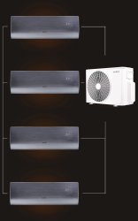 Мульти сплит-система на 4 комнаты 25+25+25+25 м2 AURUS ADI/in-09HN8/BLACK*4/ADMI/out-36H4N8 D Series