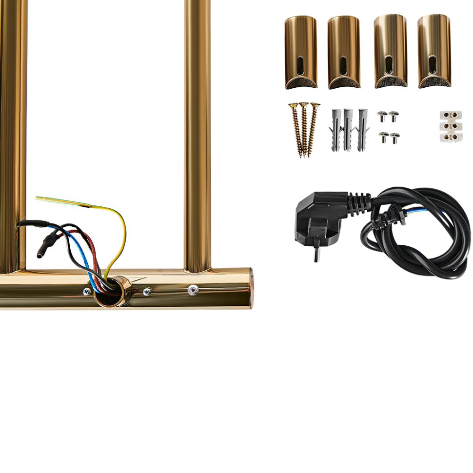 Электрический полотенцесушитель Stout Jazz Round 80*50 Золотой Хром 585 с полкой