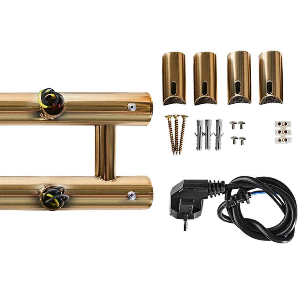 Электрический полотенцесушитель Stout Rock round 120*08 Золотой Хром 585 2 опоры