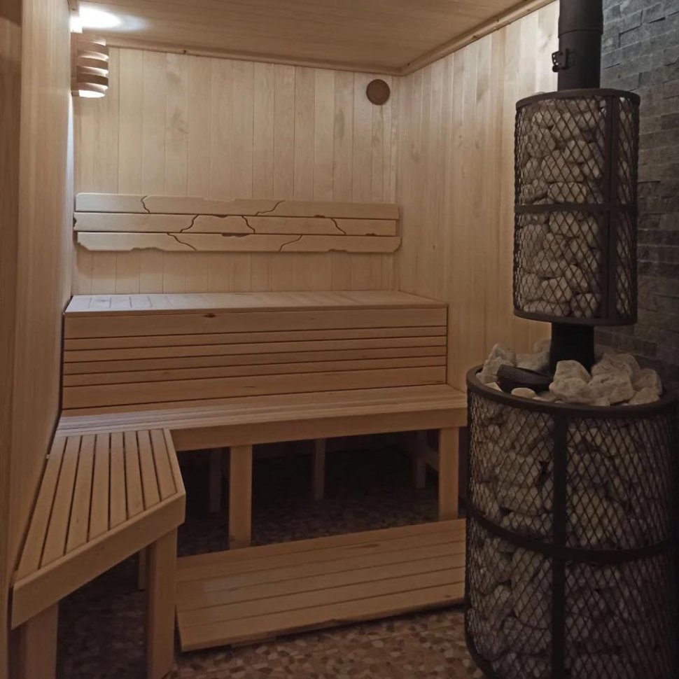 Печь банная PROMetall Атмосфера L сетка нержавейка с газовой горелкой