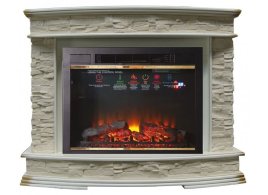 Каминокомплект Interflame Памир сланец белый с очагом Sirius 30 LED FX Brass