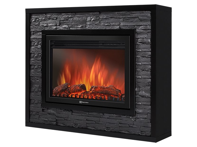 Каминокомплект Firelight Loft 30 с очагом Electrolux EFP/P-3020LS камень черный/черная эмаль