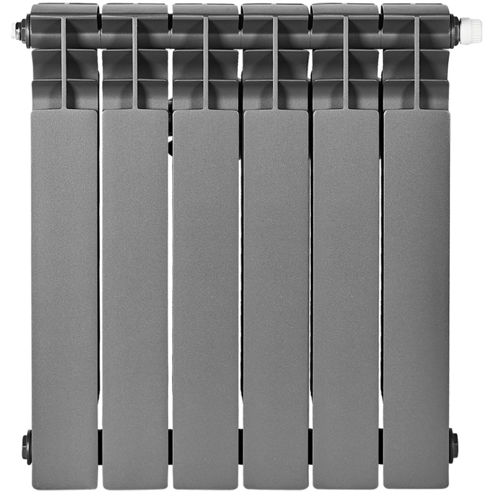 Биметаллический радиатор отопления Stout Titan Ventil 500 6 секций графит RAL 7024