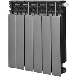 Биметаллический радиатор отопления Stout Titan Ventil 500 6 секций графит RAL 7024