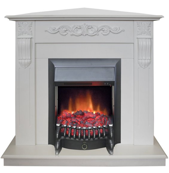 Каминокомплект RealFlame Dominica Corner STD/EUG WT с очагом Fobos Lux Black S