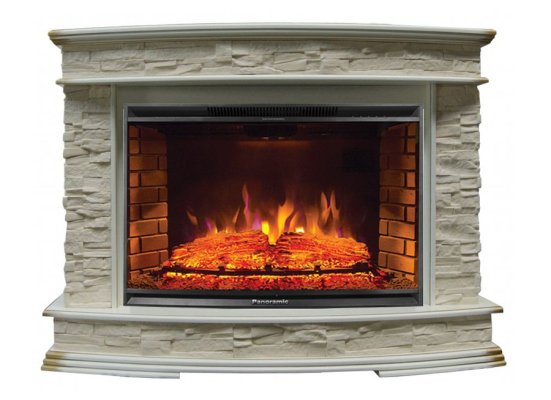 Каминокомплект Interflame Памир сланец бежевый с очагом Panoramic 33 LED FX