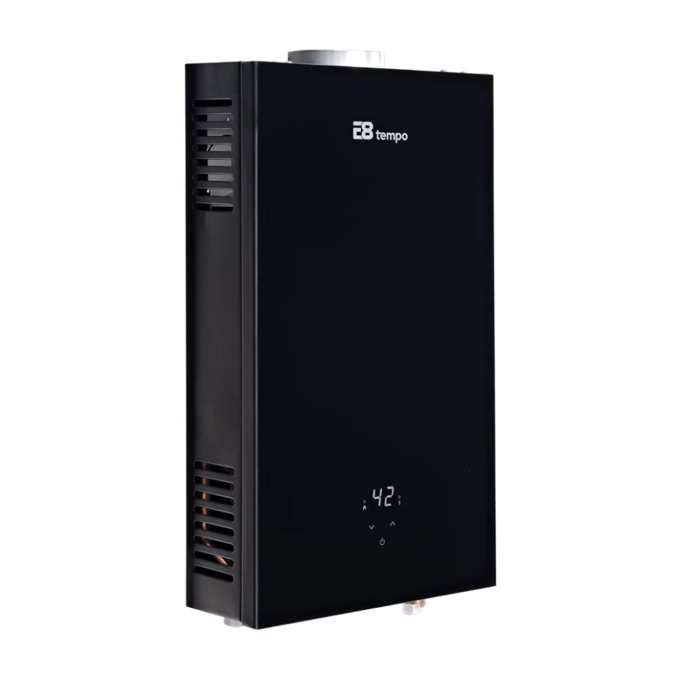 Проточный газовый водонагреватель E8 tempo E8WCY24 (черная стеклянная панель)
