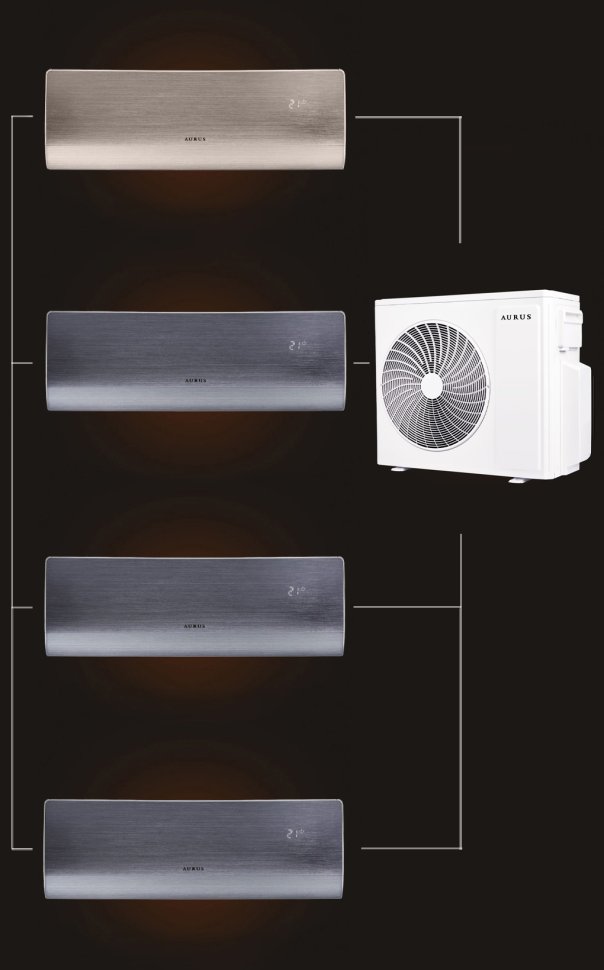 Мульти сплит-система на 4 комнаты 35+25+25+25 м2 ADI/in-12HN8/GOLD*1+ADI/in-09HN8/BLACK*3/ADMI/out-42H5N8 D Series