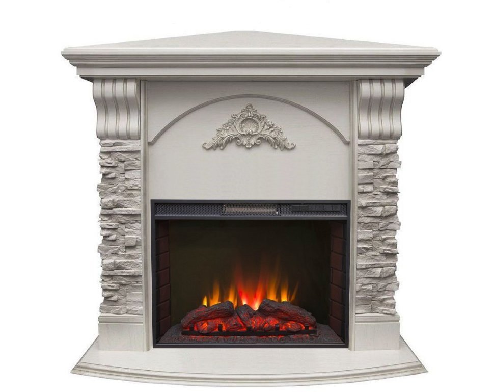 Каминокомплект RealFlame Athena Corner GR STD/EUG/25/25'5 WT с очагом Sparta 25,5 LED