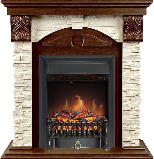 Каминокомплект Royal Flame Dublin (Разборный) с очагом Fobos FX Black орех каньон/сланец