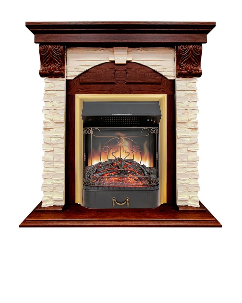 Каминокомплект Royal Flame Dublin (Разборный) с очагом Majestic FX Brass орех каньон/сланец
