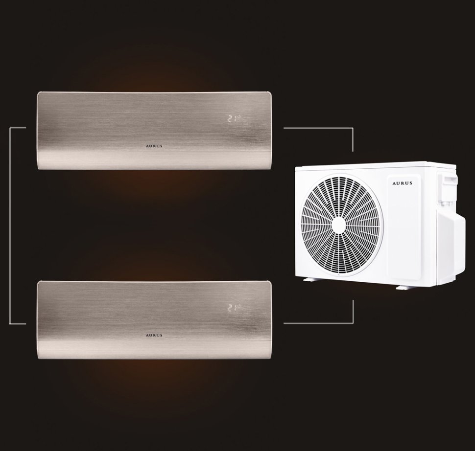 Мульти сплит-система на 2 комнаты 25+25 м2 AURUS ADI/in-09HN8/GOLD*2/ADMI/out-18H2N8 D Series