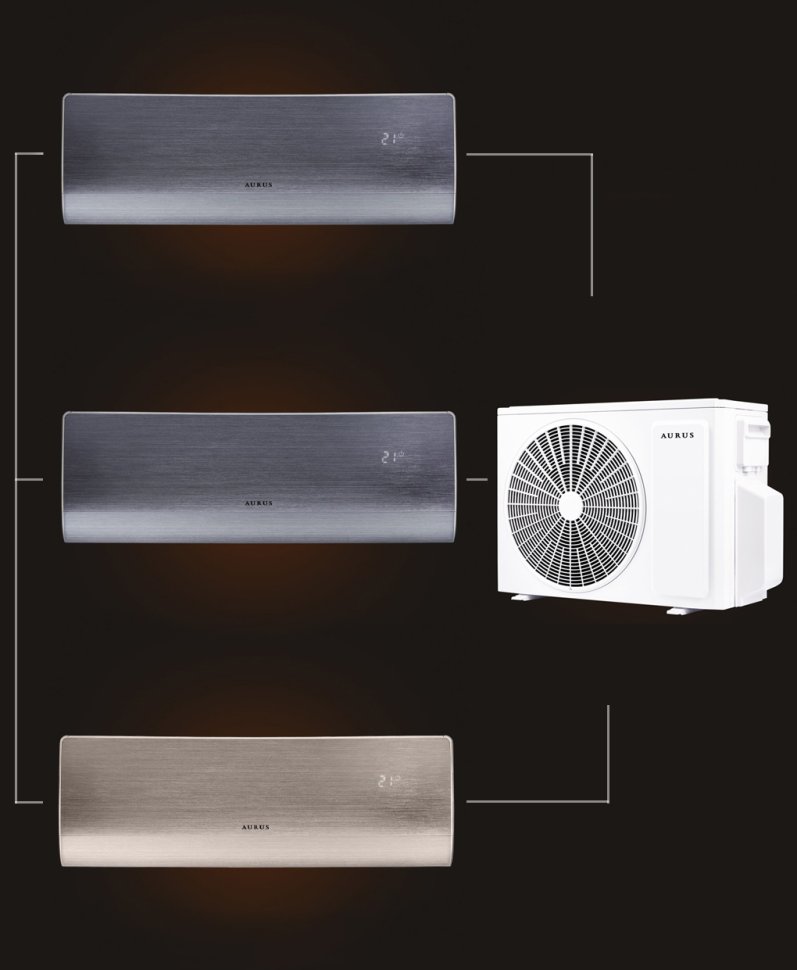 Мульти сплит-система на 3 комнаты 25+25+25 м2 AURUS ADI/in-09HN8/BLACK*2+ADI/in-09HN8/GOLD/ADMI/out-24H3N8 D Series