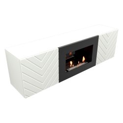 Тумба с биокамином Firelight BFP/P-1400V белый+набор керамических дров ель
