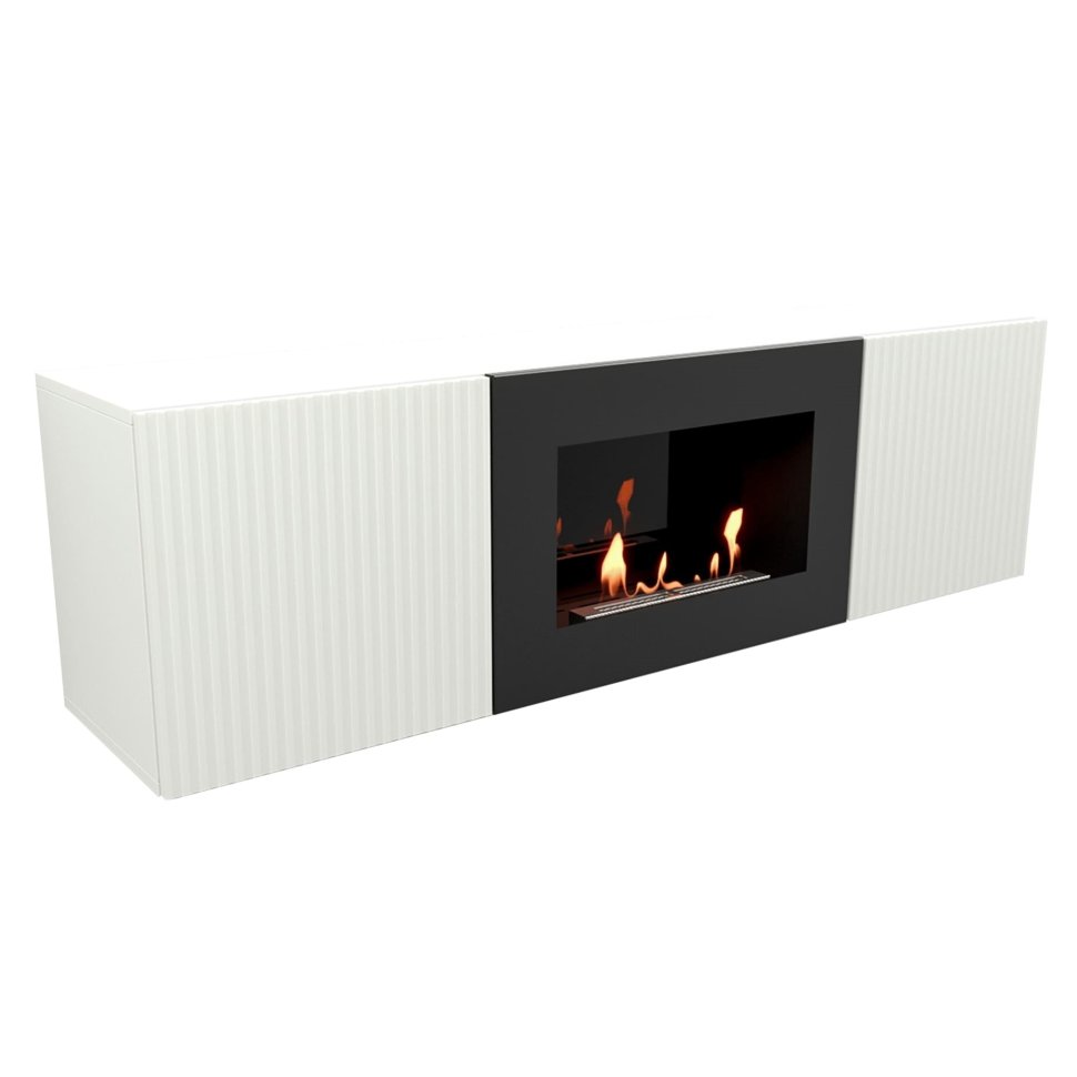 Тумба с биокамином Firelight BFP/P-1400L белый+набор керамических дров ель