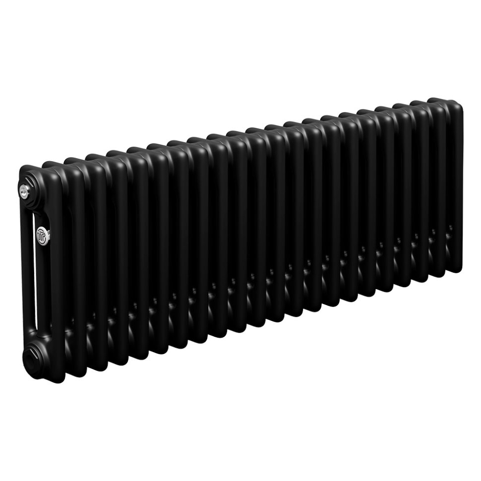 Стальной трубчатый радиатор Теплофорт ТР3037 22 секций боковое подключение 3/4 черный мат